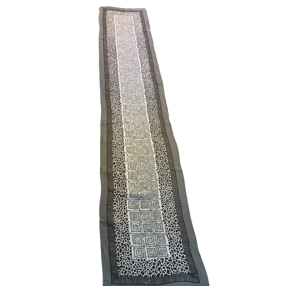 Unbranded Gray Geometric Animal Print Long Rectangular Scarf 57x11 0073‎